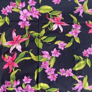 David Textiles Printex Fabrics Cotton Black Tropical Floral Fabric 44in x 44in